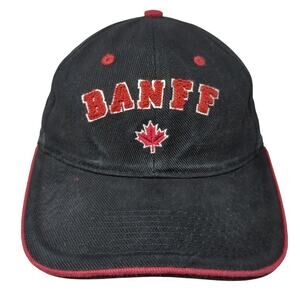 Banff Canada Strapback Baseball Cap Black One Size Adjustable Embroidered Teepee